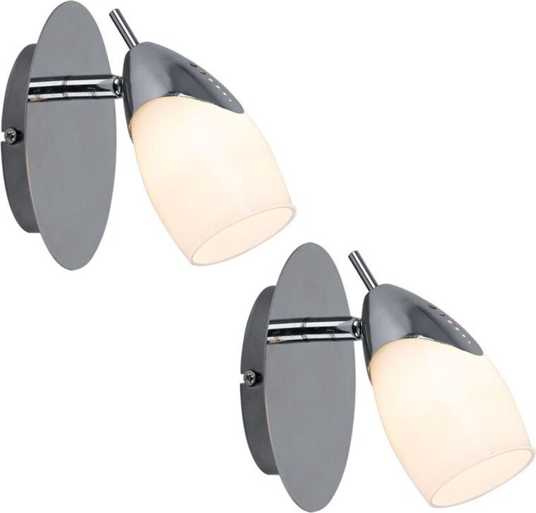 2er Set led Wandleuchte Wandstrahler Wandlampe, verstellbar, Metall silber lackiert Glas satiniert, G9 3 Watt 210 Lumen,...