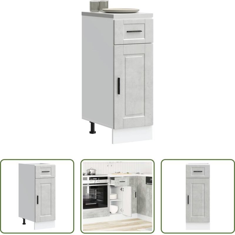 vidaXL Betonfarbe - Küchenunterschrank Porto Betongrau Holzwerkstoff