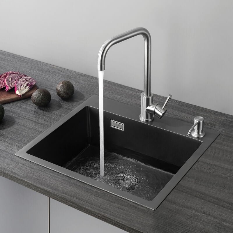 Thumbnail - Spülen mit 1 Becken, Einzelbecken-Küchenspülbecken, 50 x 45 Arbeitsplatte oder eingebauter Edelstahl 304 mit Abfluss und...