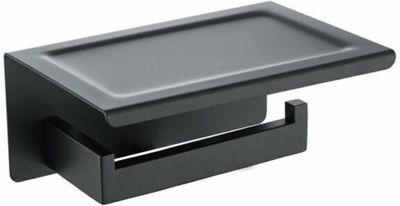 Toilettenpapierhalter, Wand-Toilettenpapierhalter, schwarz lackiert, Toilettenpapierhalter mit Handyhalterung