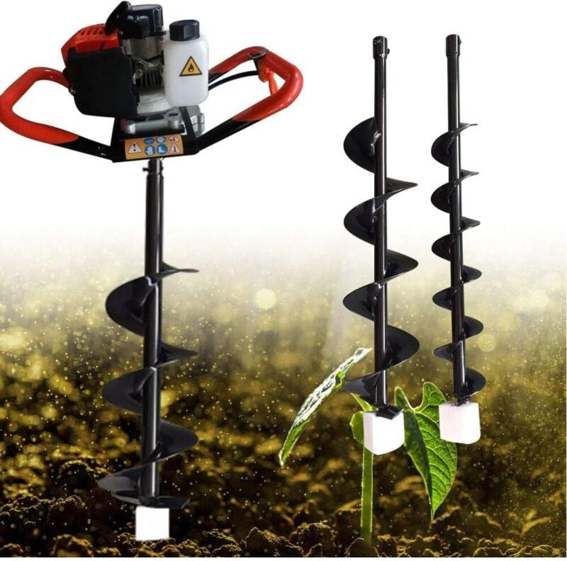 52CC 2 Takt Benzin Erdbohrer Erdlochbohrer Erdbohrgerät Pfahlbohrer mit 4/6/8" Bohrer 1700W
