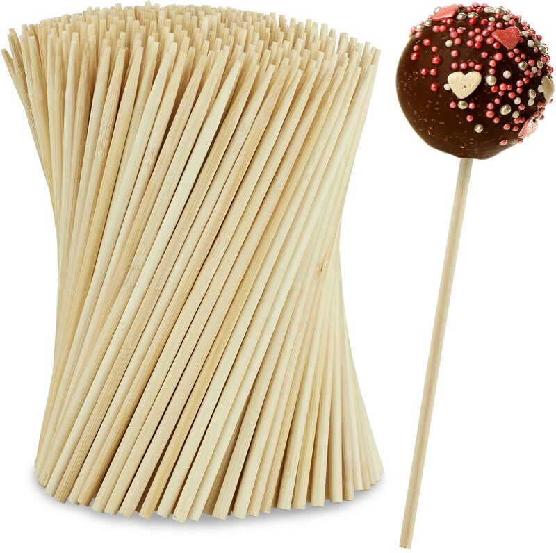 Thumbnail - Relaxdays - Cake Pop Stiel, 400 Stück, Bambus, 15cm lange Lollipop Sticks, für Cake Pops & Lollies, Cake Pop Sticks, nat...