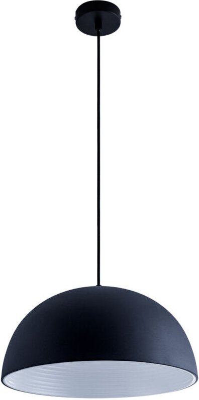 Paco Home - Pendelleuchte Hängelampe Esszimmer Küchenlampe Hängend 1,5m Textilkabel Ø40,5cm ohne Leuchtmittel, Schwarz-W...