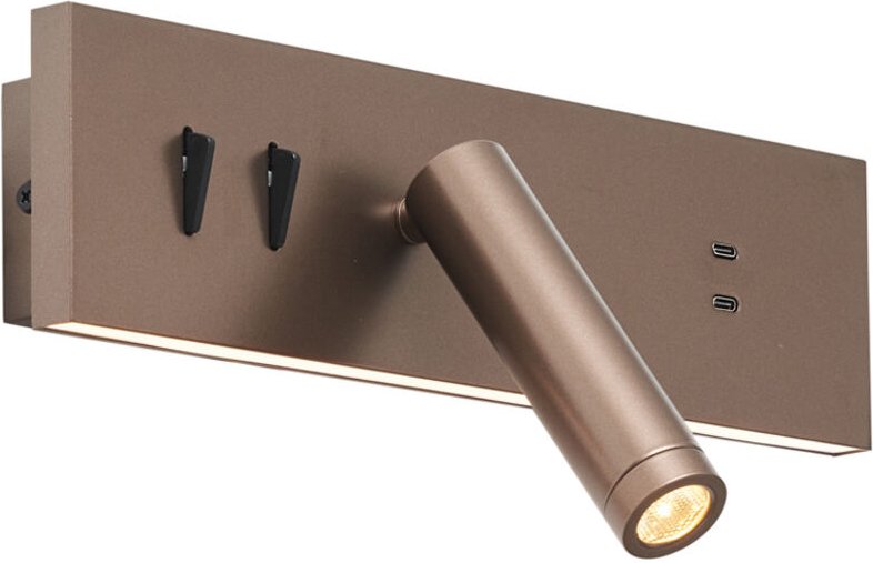 Wandleuchte Bronze Verstellbar mit usb-c inkl. led - Modric