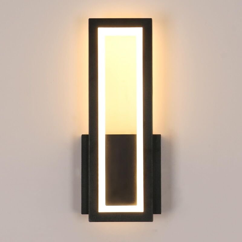 LED-Innenwandleuchte, 16 W, 2000 lm, moderne schwarze Acryl-Wandlampe, 3000 K warmweiße Wandleuchte für Schlafzimmer, Wo...