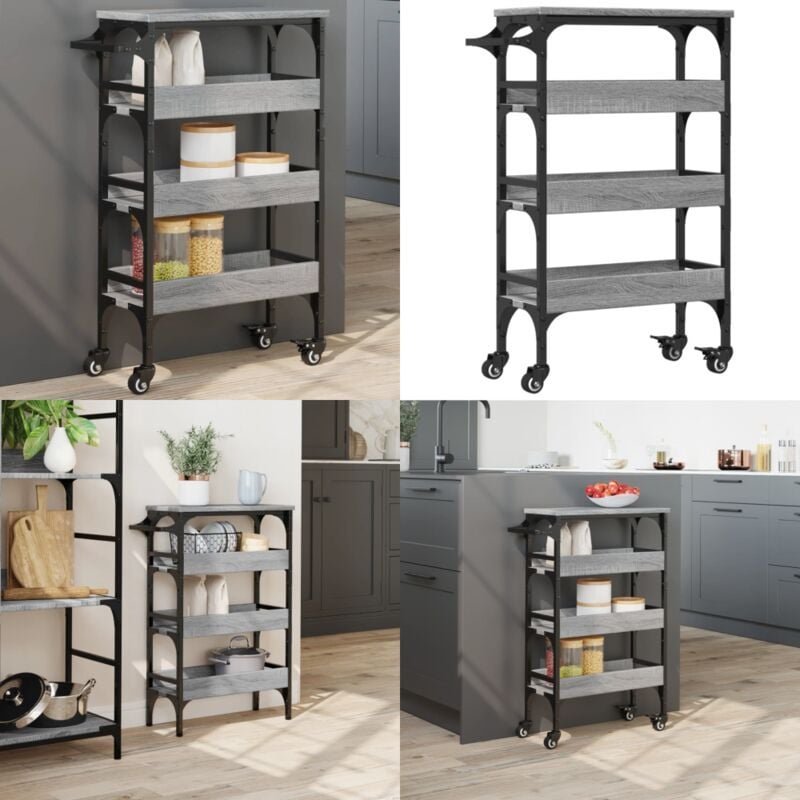 Küchenwagen Grau Sonoma 53x20x76 cm Holzwerkstoff - Küchenwagen - Holzwerkstoff - Esstisch - Retro Stil - Vintage - Home...