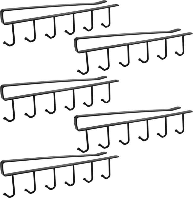 Set mit 5 schwarzen Haken zur Aufbewahrung von Tassen, zur Organisation und Aufbewahrung im Küchenschrank, zum Aufhängen...