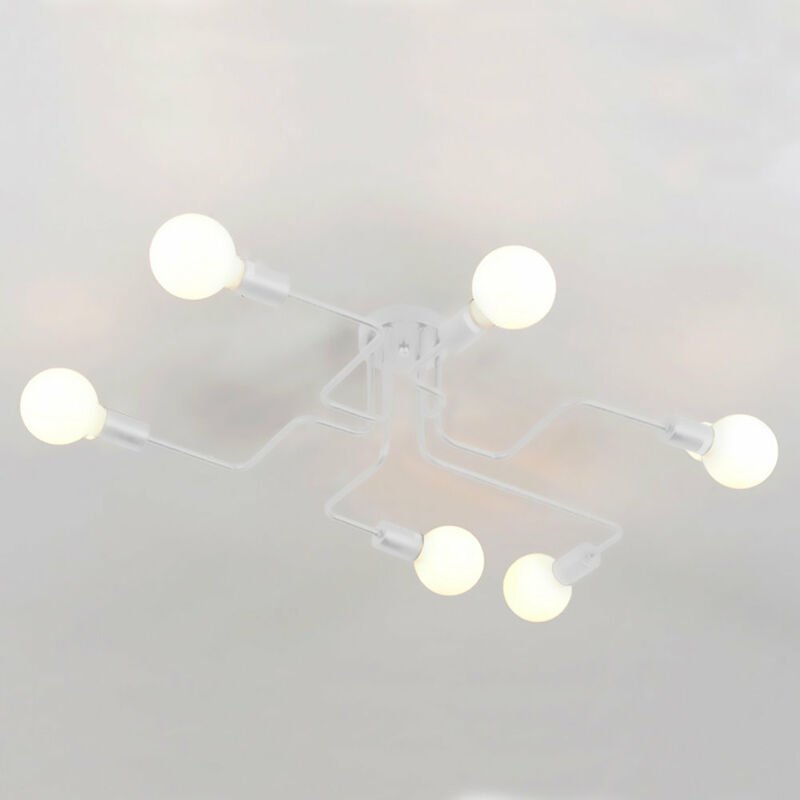 Axhup - Deckenleuchte Weiß 6 Flammig Spinne Deckenlampe Industri Stil Semi-Flush Mount Licht mit E27 Lampenfassung für F...