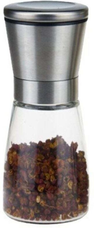 Set aus 2 Salz- und Pfeffermühlen aus gebürstetem Edelstahl und Glas mit verstellbaren Keramikmahlrädern, Gewürze nicht ...