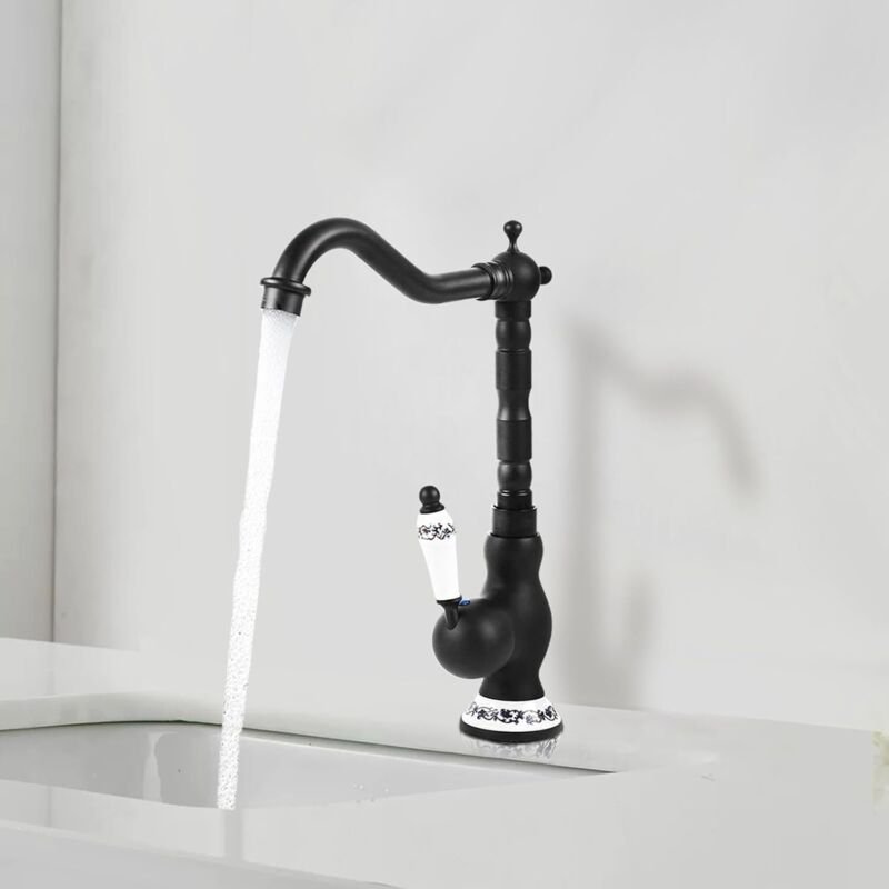 Wasserhahn Bad Antik Retro, Waschbeckenarmatur Badarmatur Einhebel Mischbatterie aus Messing für Badezimmer,Warm- und Ka...