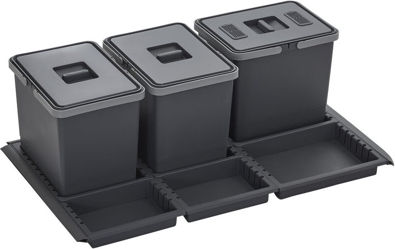 So-tech - Abfallsammler Metropolis 15+15+15L mit Deckel Abfallsystem f. Auszug Korpusbreite 90cm