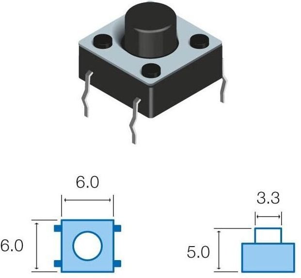 Taster Touch 6x6mm Länge 5,0mm 5 Stifte