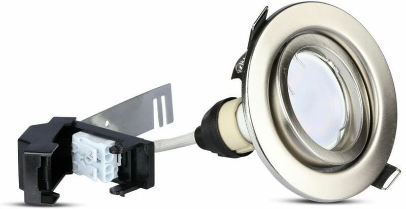 V-tac - 5W Runder led Einbaustrahler GU10 Strahler Satin Nickel Kaltweiß (3 Stück)