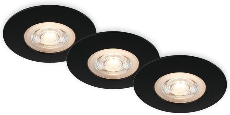 LED Einbauleuchten Bad Einbaulampen ultraflach IP65 Schwarz-Matt Ø9cm Briloner