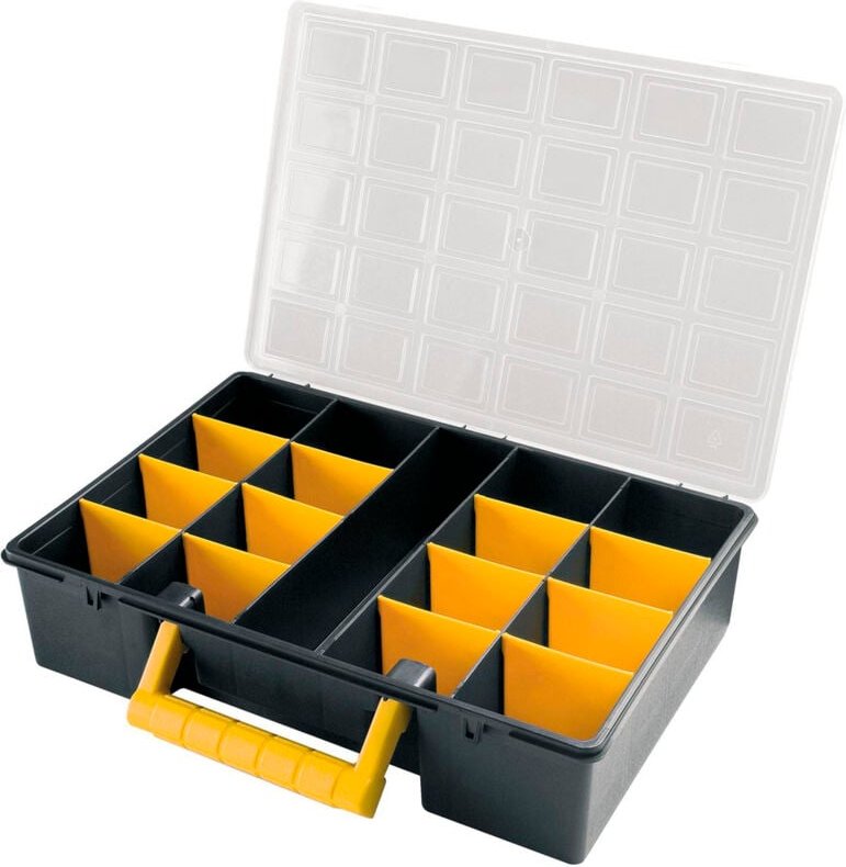 Maletin Organizador Plastico 17 Compartimentos Con Separadores Ajustables 360x252x64 mm.