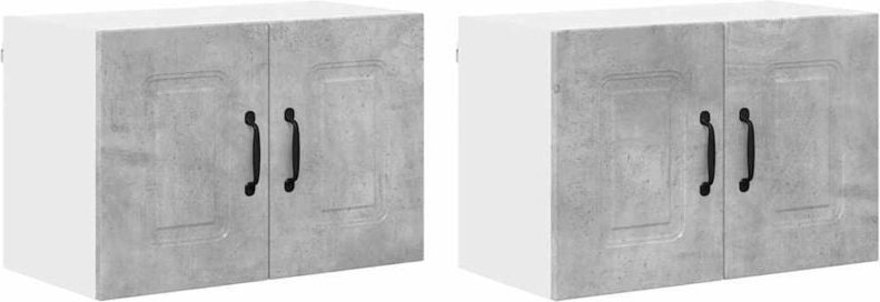 Küchenwandschrank mit Regal 2 pcs Beton Grau 60 x 31 x 40 cm vidaXL