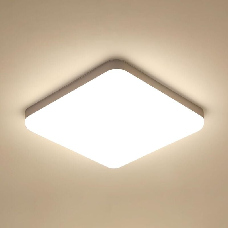 Thumbnail - GOECO LED Deckenleuchte Neutralweiß 4000K Quadrat 25x25cm Deckenleuchte für Badezimmer Wasserdicht IP54 Für Bad, Schlafz...