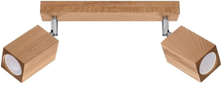 Ledbox - Sollux Lighting Keke Oak Square Twin Deckenstrahler Holz, 2x GU10
