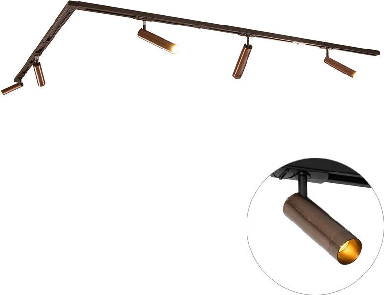 Modernes Schienensystem mit 5 Strahlern Dunkelbronze 1-phasig GU10 35mm - Iconic Jeana Luxe