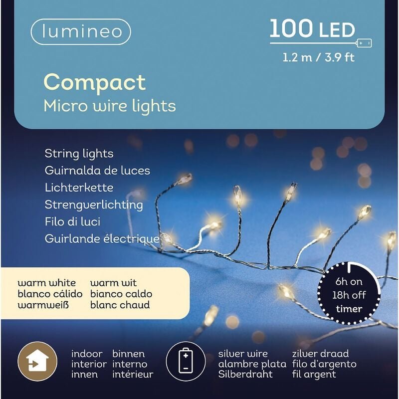 Kaemingk - Lumineo Batterie Micro-LED Lichterkette 120 cm 100 Lichter warmweiß