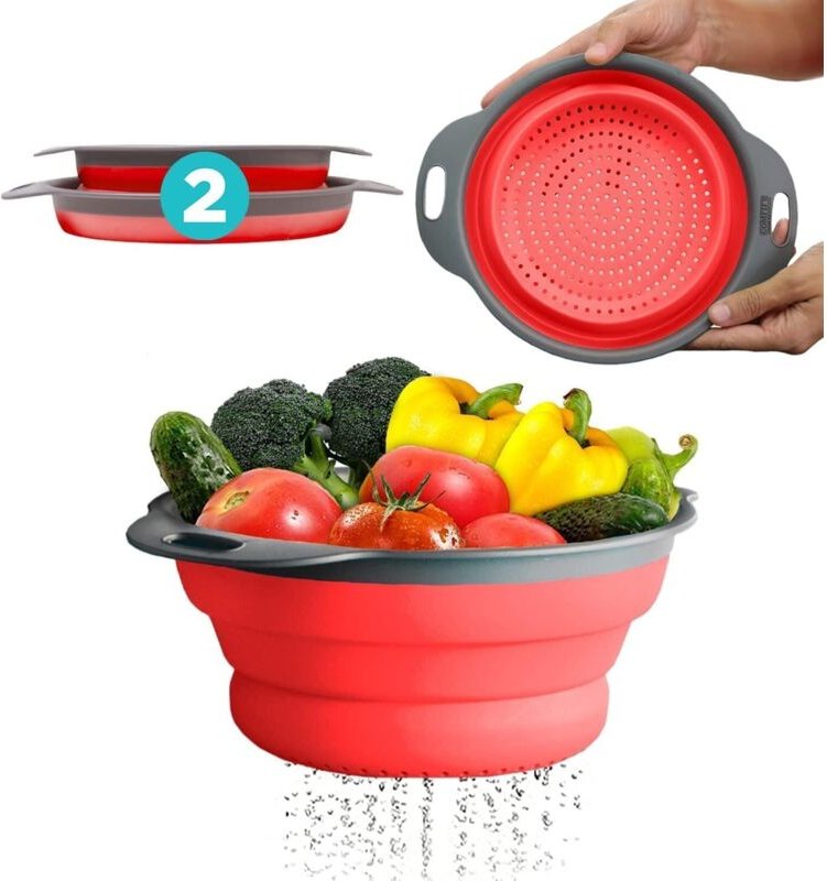 Zusammenklappbares Küchenspülen-Filter- und Trichterset für Spülbecken der Größen 2 und 3/4 zum Abgießen und Filtern von...