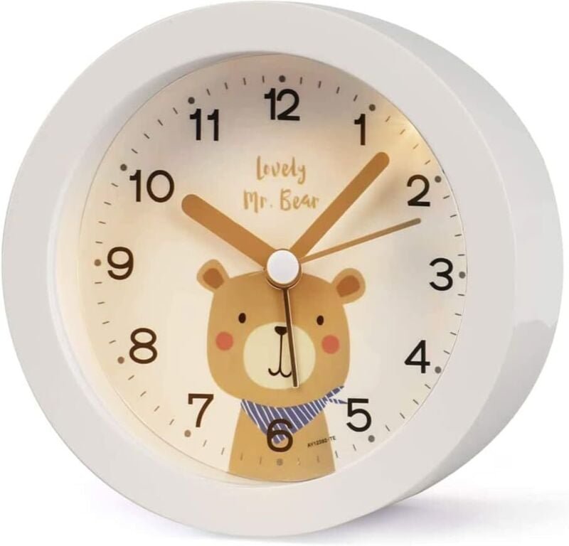 BEBUSINGOTO Kinderwecker, nicht tickend, lauter Reisewecker, Tischuhr mit leuchtender Doppelglocke für Kinderzimmer (wei...