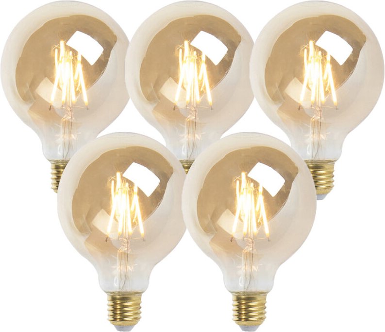 Luedd - Set mit 5 E27 dimmbaren LED-Lampen G95 Gold 5W 380 lm 2200K