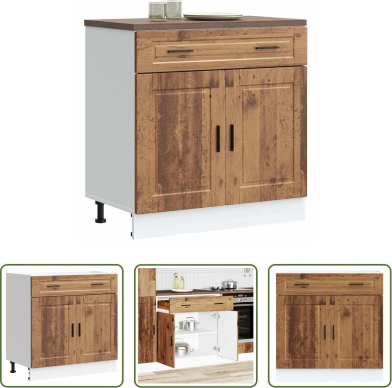 vidaXL Altholz - Küchenunterschrank Porto Altholz-Optik Holzwerkstoff