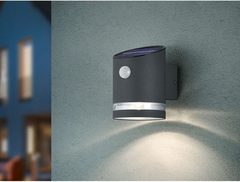 Led Solar Wandleuchte Außenleuchte salta mit Bewegungsmelder Anthrazit