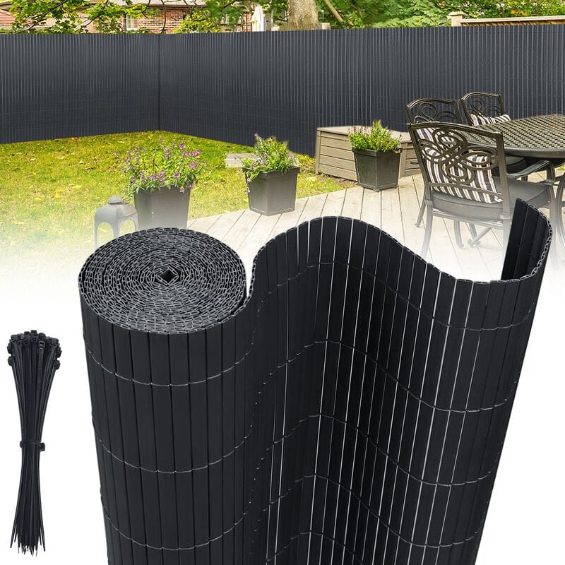 Pvc Sichtschutzmatte für Sichtschutzzaun 180x500cm - mit Standard Kabelbindern, Bambus Windschutz für Garten, Balkon und...