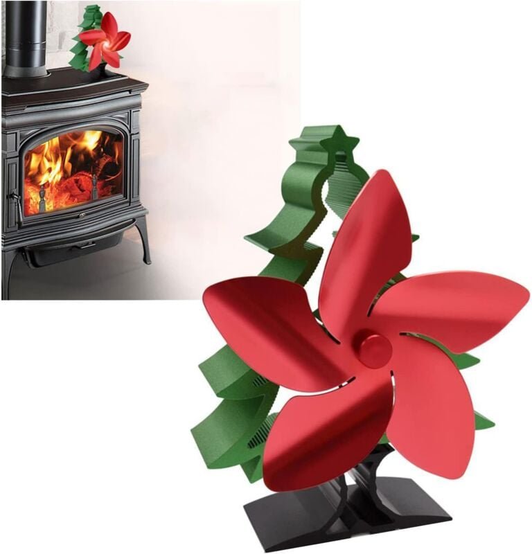 Tonchean - Kaminventilator, Kamin- und Ofenzubehör, Weihnachtsbaumform – 17,5 cm x 12,5 cm x 23 cm