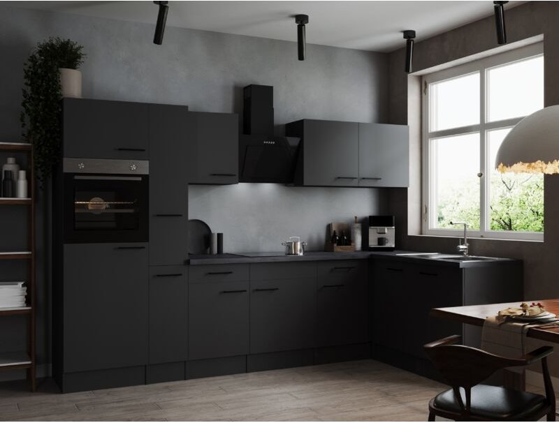 L Küche Küchenzeile Winkelküche Grau Matt Oliver 310 x 172 cm Respekta