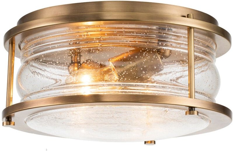 Elstead - Deckenleuchte Wohnzimmerlampe Deckenlampe Messing Stahl Glas d 15,4 cm 2-flammig