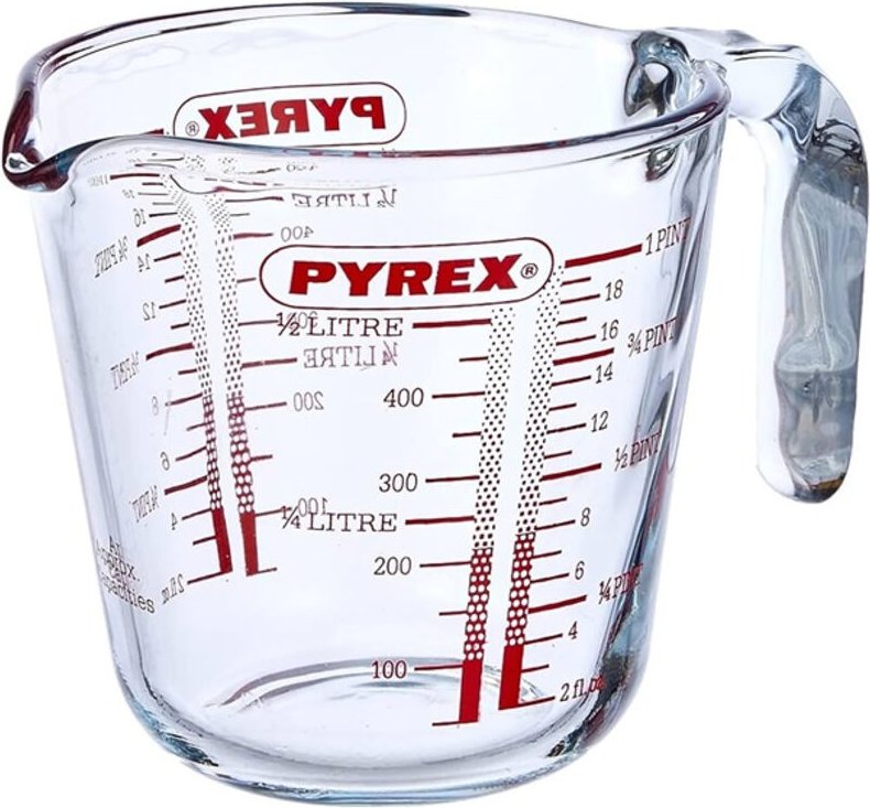 Name 0,5L Classic Messbecher - blau, Glas, für die Küche