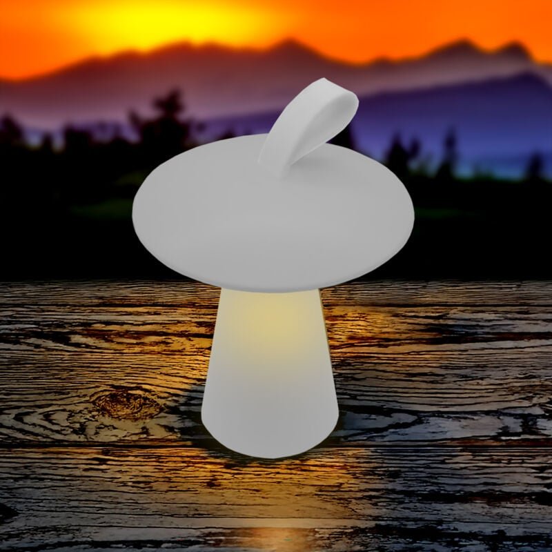 Spetebo - led Akku Tischleuchte Pilz 17 x 15 cm mit 3 Leuchtmodi - weiß - Outdoor Tischlampe warm weiß wiederaufladbar