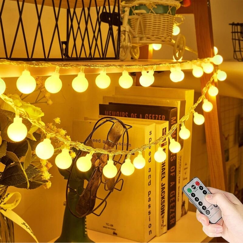 Lichterkette für den Innen- und Außenbereich, 10 m, 80 LEDs, wasserdicht, batteriebetrieben, 8 Modi mit Fernbedienung un...