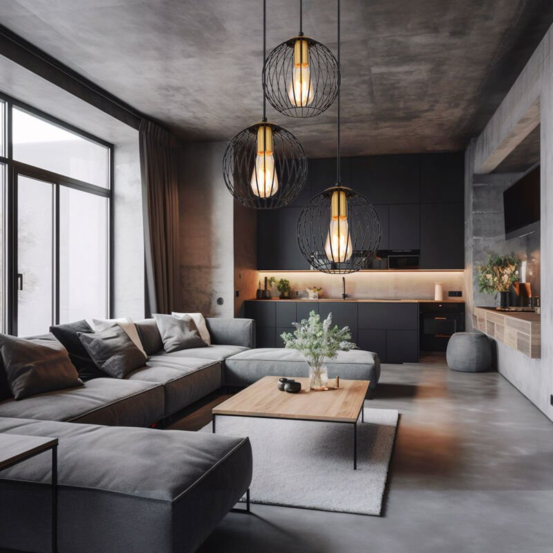 Hängeleuchte Esstischlampe Pendelleuchte, 3-flammig, Moderne Hängelampe mit Gitterschirmen, Metall, schwarz gold, matt, ...