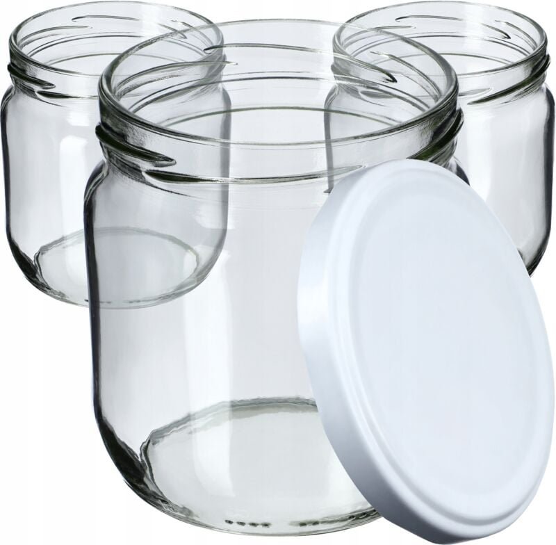 Kadax - Marmeladengläser mit Schraubdeckel - 425 ml - für Konfitüren, Marmeladen, Honig - weiß - 24 St