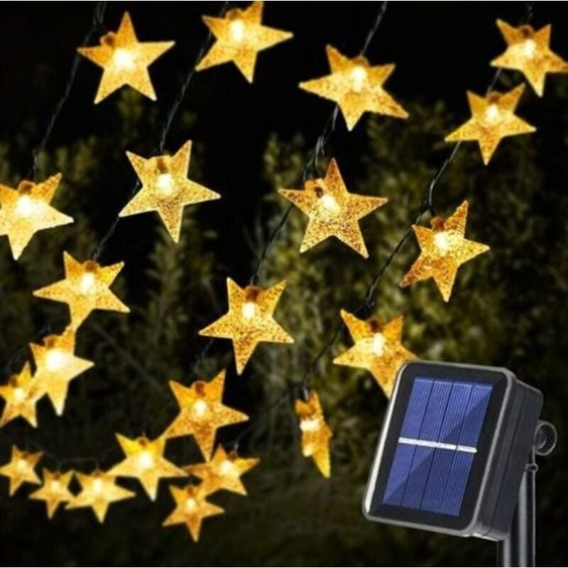 Solar-Lichterkette für den Außenbereich, Sternform, 12 m, 100 Lichter, 8 Modi, wasserdicht, solarbetrieben, Lichterkette...