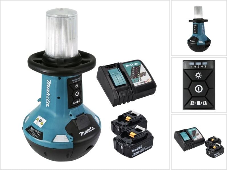 Makita - dml 810 rg Akku led Flächenlicht 18 / 36 v ( 2 x 18 v ) 5500 lm IP54 + 2x Akku 6,0 Ah + Ladegerät