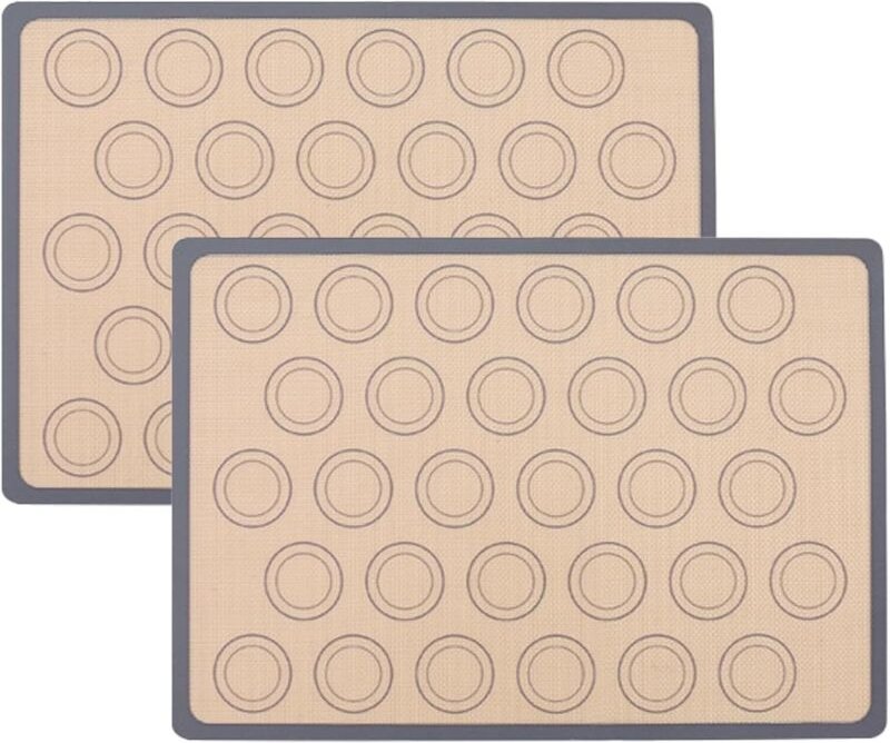 2 Stück Macaron-Backmatte, rechteckige Silikon-Backmatte, Silikon-Backmatte, Macaron-Silikon-Backmatte in Grau, für Maca...
