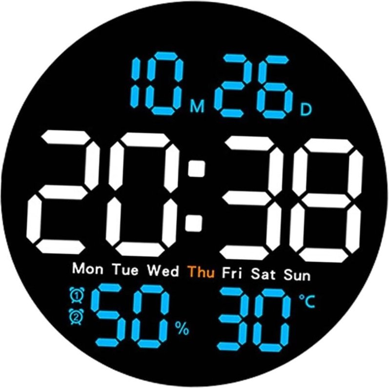 LED-Wanduhr, Digitaluhr, Geschenk für Kinder und Erwachsene, Stummer Kalender, Elektronische Uhr, Wecker, für Nachttisch...