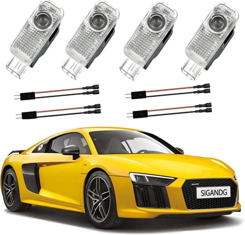 Autolichtprojektor, LED-Autotürlicht, Autotür-Logoprojektor, für A1/A3/A4/A5/A6/Q3/Q5/Q7/A7/A8/R8/TT (4 Stück).