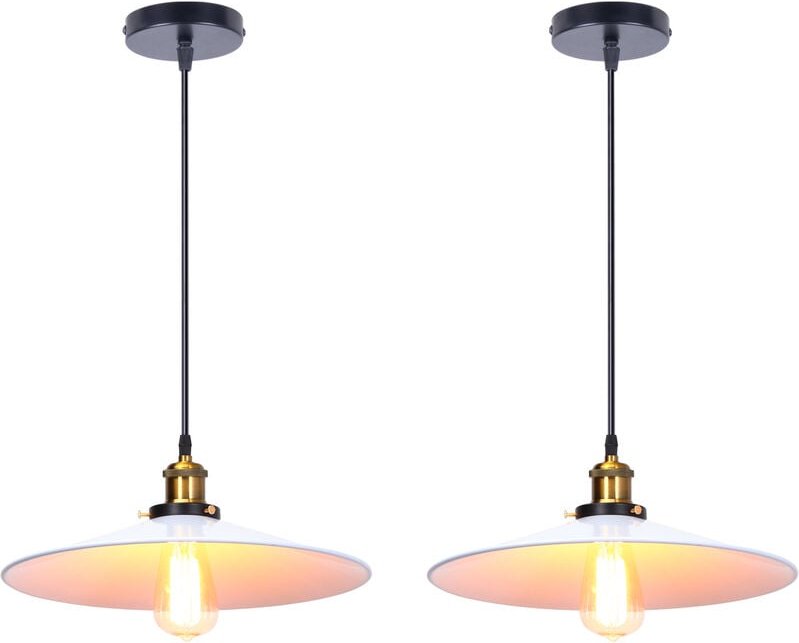 2er Pendelleuchte, Vintage Hängelampe mit Ø36cm Eisen Lampenschirm, Kronleuchter E27 Fassung für Wohnzimmer Esszimmer Kü...