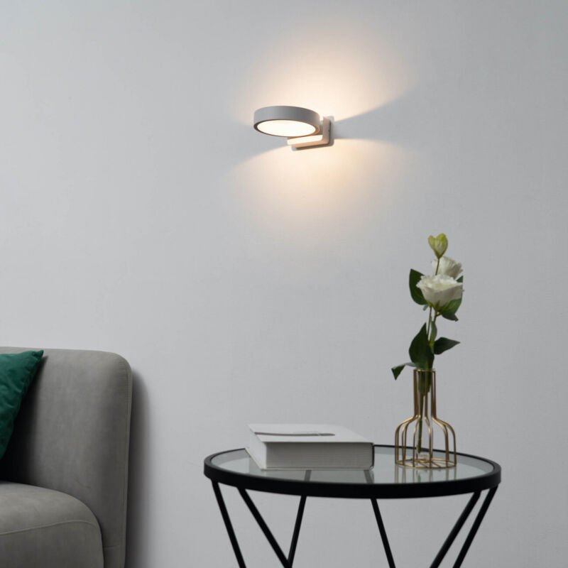 Weiße runde Design-LED-Wandleuchte - Eye