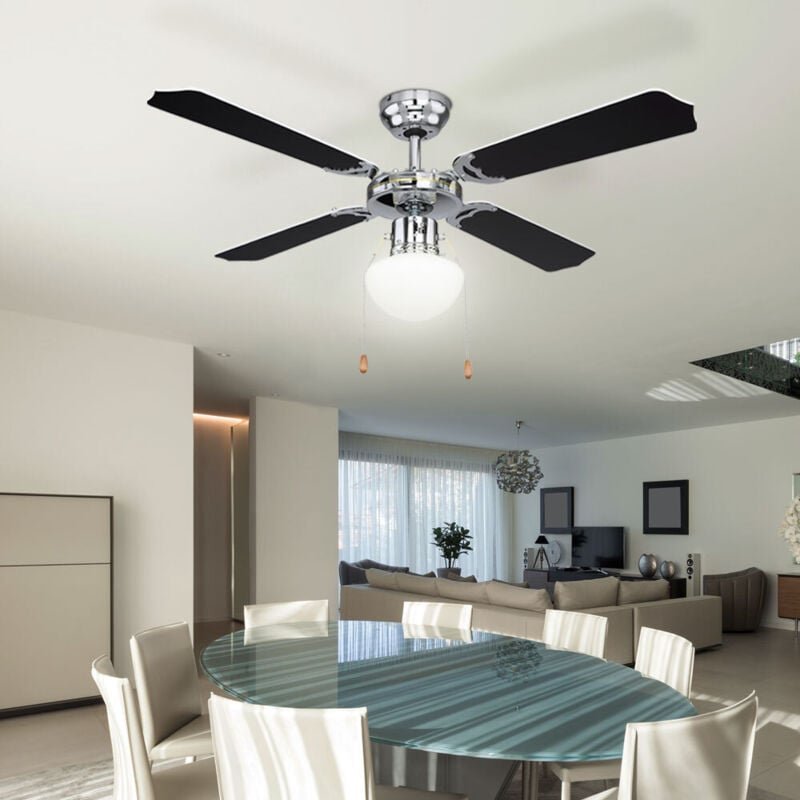 Etc-shop - led Deckenventilator mit Beleuchtung Ventilator mit Zugschalter, 3 Stufen Vor-Rücklauf Flügel wendbar, Durchm...