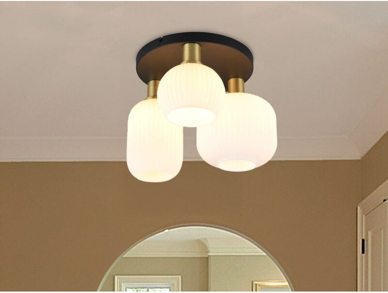 Trio - Retro Deckenleuchte diva 3-flammig mit Glasschirmen in Weiß, ø 39cm