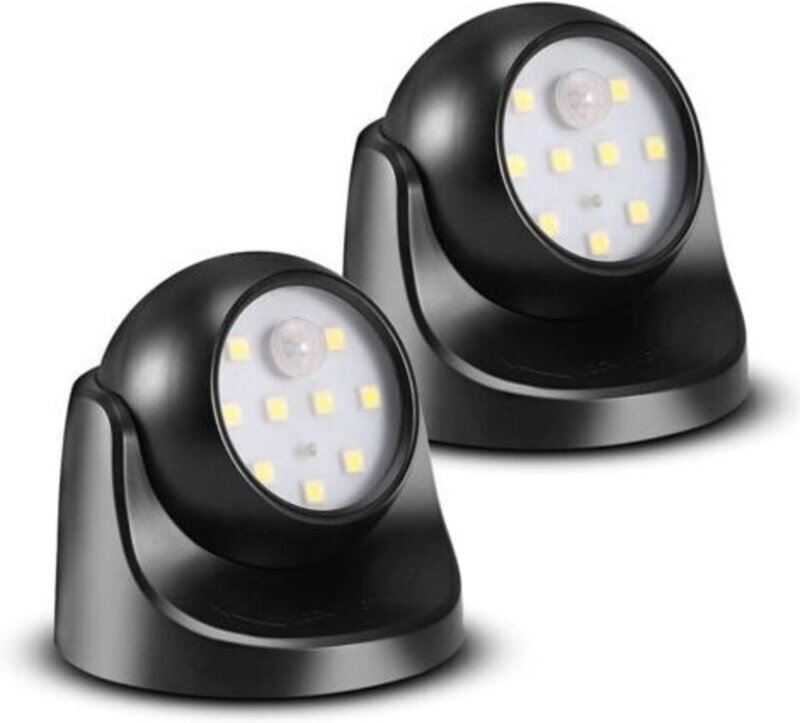 LED-Strahler mit Bewegungssensor, 2 kabellose LED-Flutlichteinheiten, 150 Lumen, abnehmbare Kugel, 360-Grad-Drehung und ...