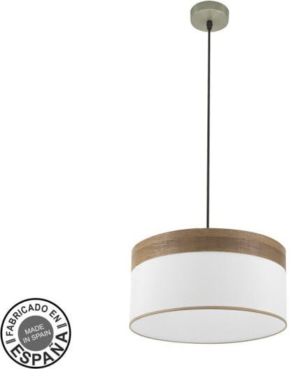 Senko - Cloe Pendelleuchte 1xe27 Leder/weiß-dunkles Holz regx40x40 cm