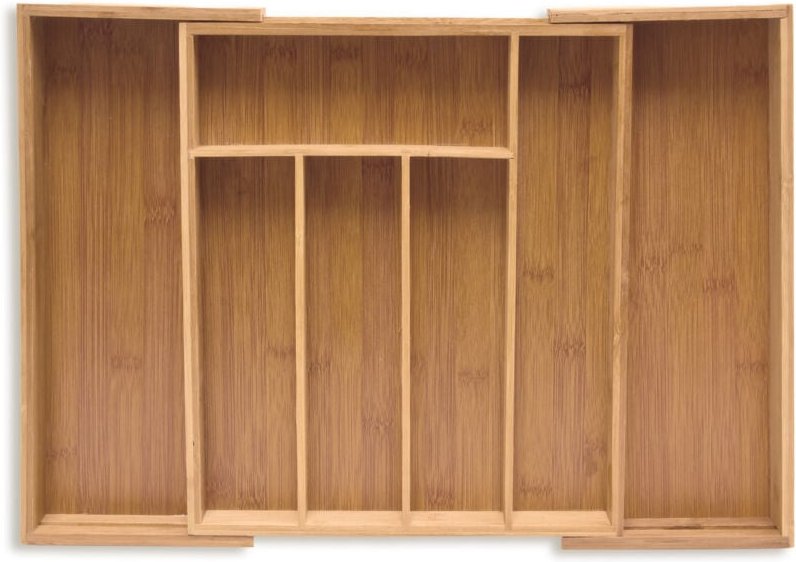Relaxdays - Besteckkasten, ausziehbar, Bambus Schubladeneinsatz hoch, 6,5x38x35,5 cm, Besteckeinsatz für Schubladen, nat...